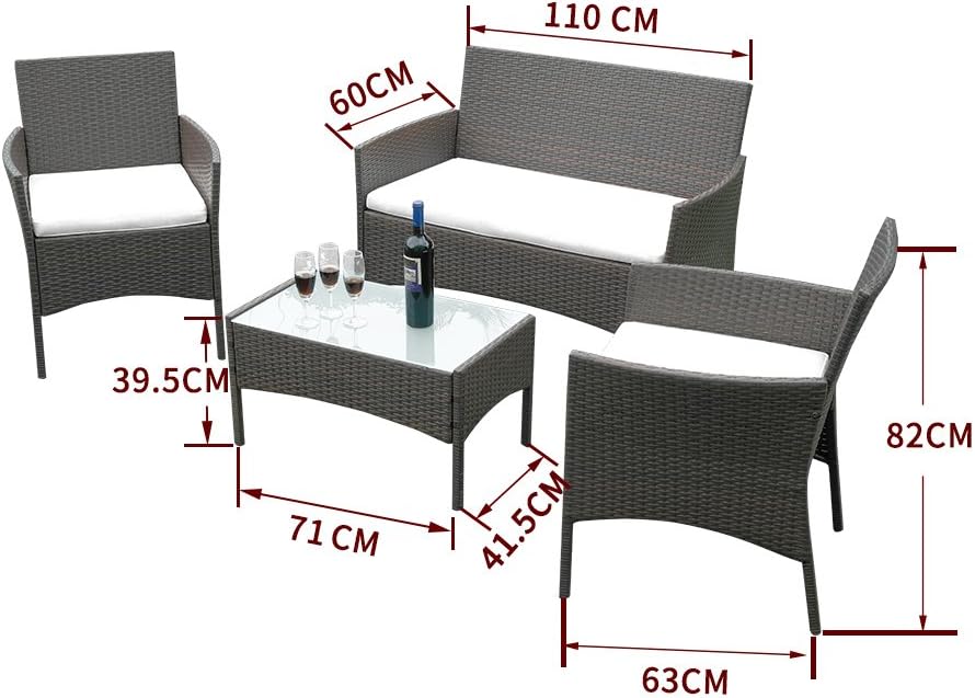 Ensemble de Salon de Jardin en Rotin - Table, Canapé & Fauteuils