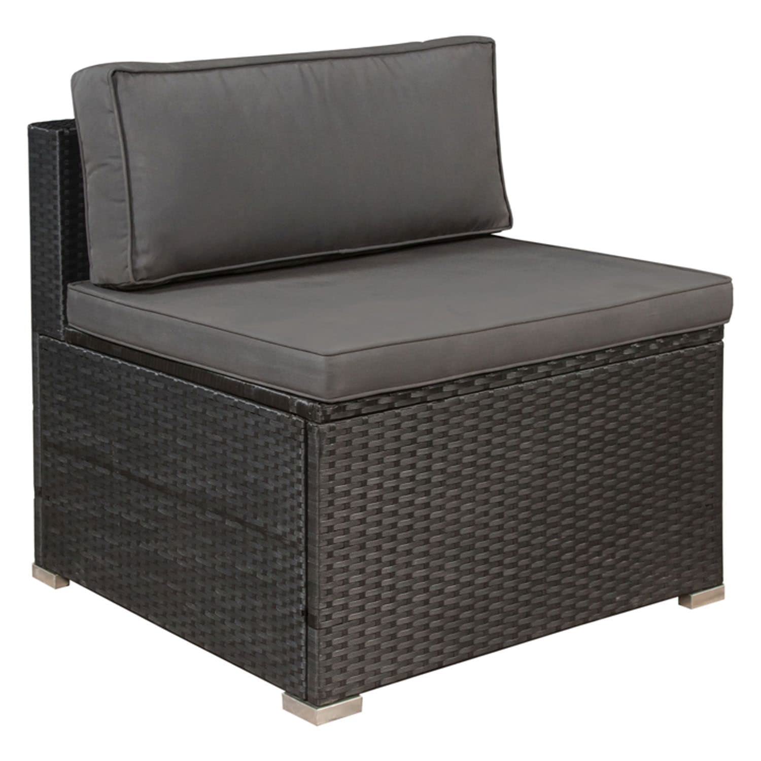 Ensemble de Meubles de Jardin Nassau en polyrotin résistant aux intempéries - Salon Lounge avec canapé d'angle, Table & Coussins - Salon de Jardin pour 5 Personnes - Gris Beige