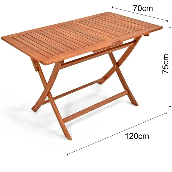 Table de jardin en bois d'acacia et 4 chaises pliantes Meubles de jardin d'extérieur