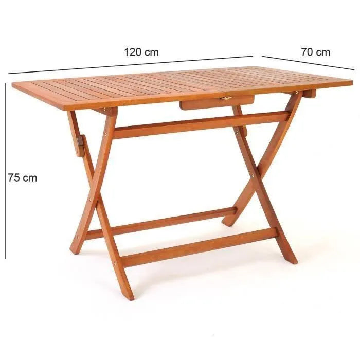 Table de jardin en bois d'acacia et 4 chaises pliantes Meubles de jardin d'extérieur