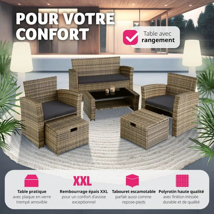 Salon de Jardin MODENE pour 4-6 personnes | Housses Lavables